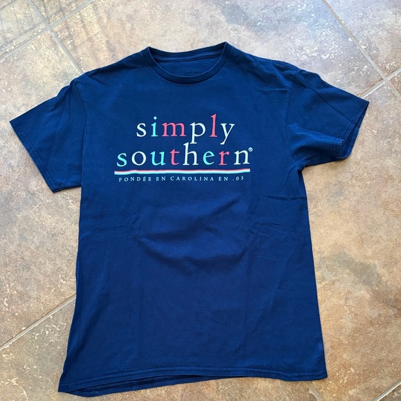 Simply Southern Blue Tee with Colorful Text - Picture 1 of 2